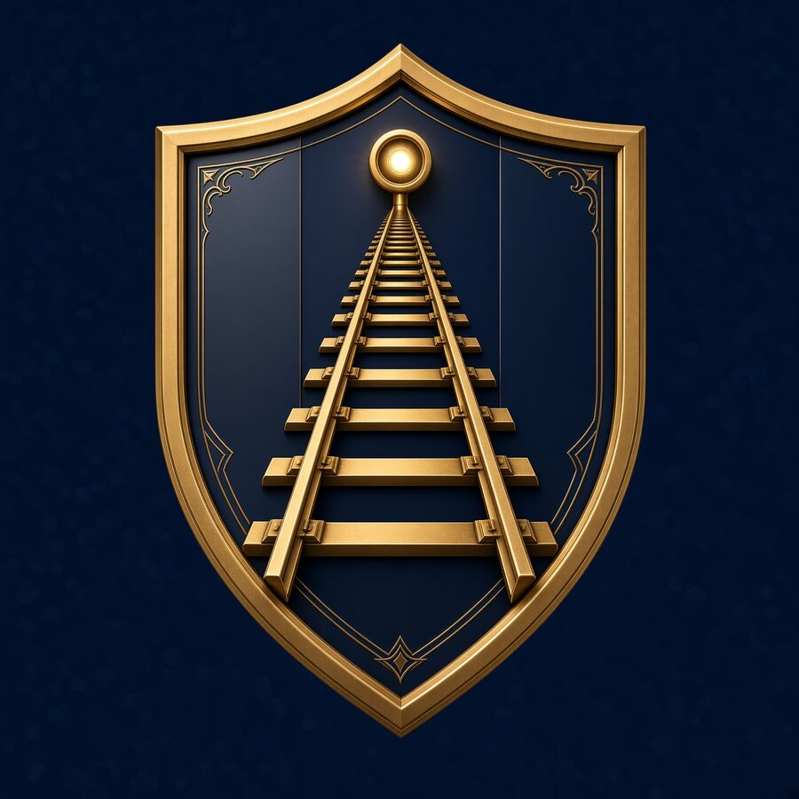 Rendered emblem on navy